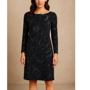 Nally & Millie Navy Abstract Long Sleeve Boat Neck Dress Size Medium NWT